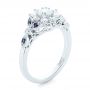 18k White Gold 18k White Gold Custom Diamond And Blue Sapphire Engagement Ring - Three-Quarter View -  102382 - Thumbnail
