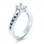  Platinum Custom Diamond And Blue Sapphire Engagement Ring - Three-Quarter View -  1297 - Thumbnail