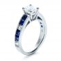 14k White Gold 14k White Gold Custom Diamond And Blue Sapphire Engagement Ring - Three-Quarter View -  1387 - Thumbnail