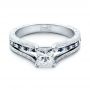 14k White Gold Custom Diamond And Blue Sapphire Engagement Ring - Flat View -  102095 - Thumbnail