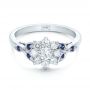 14k White Gold Custom Diamond And Blue Sapphire Engagement Ring - Flat View -  102202 - Thumbnail