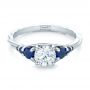 14k White Gold 14k White Gold Custom Diamond And Blue Sapphire Engagement Ring - Flat View -  102336 - Thumbnail