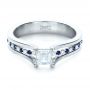 18k White Gold 18k White Gold Custom Diamond And Blue Sapphire Engagement Ring - Flat View -  1297 - Thumbnail