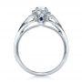 14k White Gold Custom Diamond And Blue Sapphire Engagement Ring - Front View -  100276 - Thumbnail