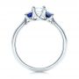 14k White Gold Custom Diamond And Blue Sapphire Engagement Ring - Front View -  102031 - Thumbnail