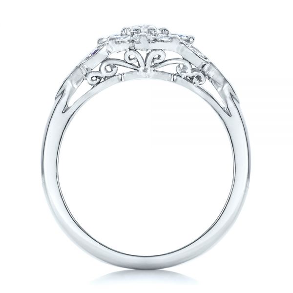  Platinum Platinum Custom Diamond And Blue Sapphire Engagement Ring - Front View -  102202