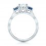  Platinum Custom Diamond And Blue Sapphire Engagement Ring - Front View -  102227 - Thumbnail