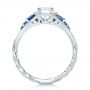  Platinum Custom Diamond And Blue Sapphire Engagement Ring - Front View -  102336 - Thumbnail