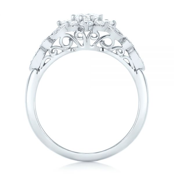  Platinum Platinum Custom Diamond And Blue Sapphire Engagement Ring - Front View -  102382