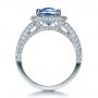  Platinum Custom Diamond And Blue Sapphire Engagement Ring - Front View -  1212 - Thumbnail
