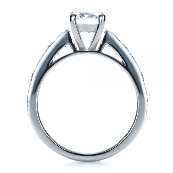  Platinum Platinum Custom Diamond And Blue Sapphire Engagement Ring - Front View -  1387