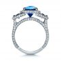  Platinum Custom Diamond And Blue Sapphire Engagement Ring - Front View -  1405 - Thumbnail