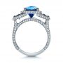 14k White Gold 14k White Gold Custom Diamond And Blue Sapphire Engagement Ring - Front View -  1405 - Thumbnail