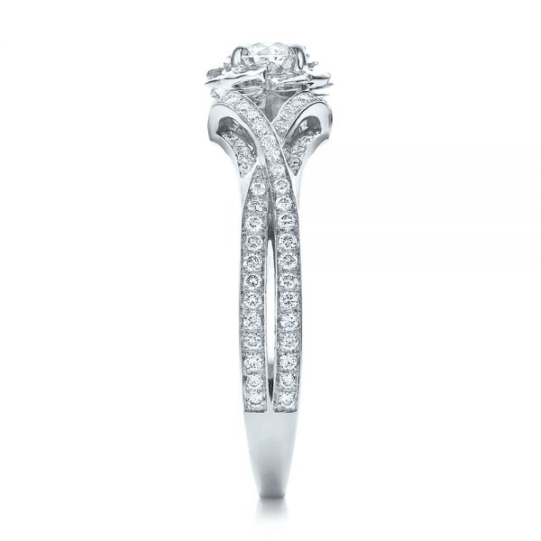  Platinum Platinum Custom Diamond And Blue Sapphire Engagement Ring - Side View -  100276