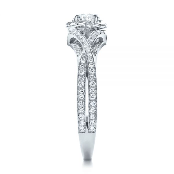 Platinum Platinum Custom Diamond And Blue Sapphire Engagement Ring - Side View - 100276