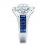  Platinum Custom Diamond And Blue Sapphire Engagement Ring - Side View -  101172 - Thumbnail