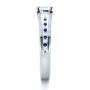  Platinum Custom Diamond And Blue Sapphire Engagement Ring - Side View -  1297 - Thumbnail