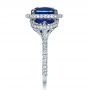  Platinum Custom Diamond And Blue Sapphire Engagement Ring - Side View -  1405 - Thumbnail
