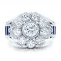18k White Gold 18k White Gold Custom Diamond And Blue Sapphire Engagement Ring - Top View -  101172 - Thumbnail