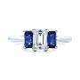14k White Gold Custom Diamond And Blue Sapphire Engagement Ring - Top View -  102031 - Thumbnail