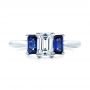  Platinum Platinum Custom Diamond And Blue Sapphire Engagement Ring - Top View -  102031 - Thumbnail