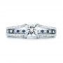 14k White Gold Custom Diamond And Blue Sapphire Engagement Ring - Top View -  102095 - Thumbnail