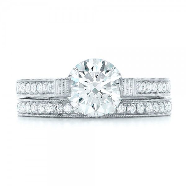 Custom Diamond and Blue Sapphire Engagement Ring - Image