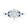 18k White Gold 18k White Gold Custom Diamond And Blue Sapphire Engagement Ring - Top View -  102202 - Thumbnail