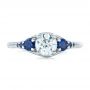  Platinum Custom Diamond And Blue Sapphire Engagement Ring - Top View -  102336 - Thumbnail