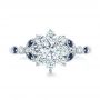 14k White Gold Custom Diamond And Blue Sapphire Engagement Ring - Top View -  102382 - Thumbnail