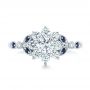 14k White Gold Custom Diamond And Blue Sapphire Engagement Ring - Top View -  102382 - Thumbnail