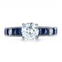  Platinum Platinum Custom Diamond And Blue Sapphire Engagement Ring - Top View -  1387 - Thumbnail