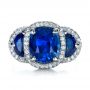  Platinum Custom Diamond And Blue Sapphire Engagement Ring - Top View -  1405 - Thumbnail