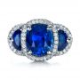 18k White Gold 18k White Gold Custom Diamond And Blue Sapphire Engagement Ring - Top View -  1405 - Thumbnail