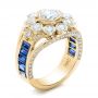 18k Yellow Gold 18k Yellow Gold Custom Diamond And Blue Sapphire Engagement Ring - Three-Quarter View -  101172 - Thumbnail
