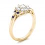 18k Yellow Gold 18k Yellow Gold Custom Diamond And Blue Sapphire Engagement Ring - Three-Quarter View -  102202 - Thumbnail