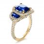 18k Yellow Gold 18k Yellow Gold Custom Diamond And Blue Sapphire Engagement Ring - Three-Quarter View -  1405 - Thumbnail