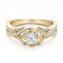 18k Yellow Gold 18k Yellow Gold Custom Diamond And Blue Sapphire Engagement Ring - Flat View -  100276 - Thumbnail