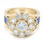 18k Yellow Gold 18k Yellow Gold Custom Diamond And Blue Sapphire Engagement Ring - Flat View -  101172 - Thumbnail