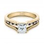 18k Yellow Gold 18k Yellow Gold Custom Diamond And Blue Sapphire Engagement Ring - Flat View -  102095 - Thumbnail