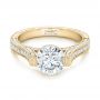 18k Yellow Gold 18k Yellow Gold Custom Diamond And Blue Sapphire Engagement Ring - Flat View -  102134 - Thumbnail