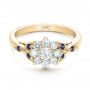 14k Yellow Gold 14k Yellow Gold Custom Diamond And Blue Sapphire Engagement Ring - Flat View -  102202 - Thumbnail