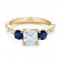 18k Yellow Gold 18k Yellow Gold Custom Diamond And Blue Sapphire Engagement Ring - Flat View -  102227 - Thumbnail