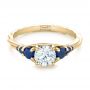 18k Yellow Gold 18k Yellow Gold Custom Diamond And Blue Sapphire Engagement Ring - Flat View -  102336 - Thumbnail