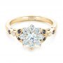 18k Yellow Gold 18k Yellow Gold Custom Diamond And Blue Sapphire Engagement Ring - Flat View -  102382 - Thumbnail