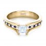 18k Yellow Gold 18k Yellow Gold Custom Diamond And Blue Sapphire Engagement Ring - Flat View -  1297 - Thumbnail