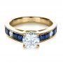 14k Yellow Gold 14k Yellow Gold Custom Diamond And Blue Sapphire Engagement Ring - Flat View -  1387 - Thumbnail