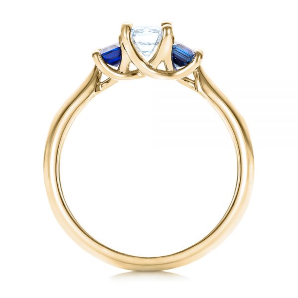 14k Yellow Gold 14k Yellow Gold Custom Diamond And Blue Sapphire Engagement Ring - Front View -  102031