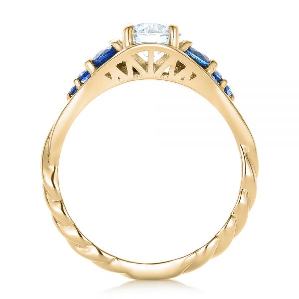 14k Yellow Gold 14k Yellow Gold Custom Diamond And Blue Sapphire Engagement Ring - Front View -  102336