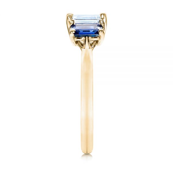 14k Yellow Gold 14k Yellow Gold Custom Diamond And Blue Sapphire Engagement Ring - Side View - 102031